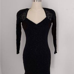 Vintage 1990’s Zum Zum Black Stretch Knit Bodycon Long Sleeve Dress